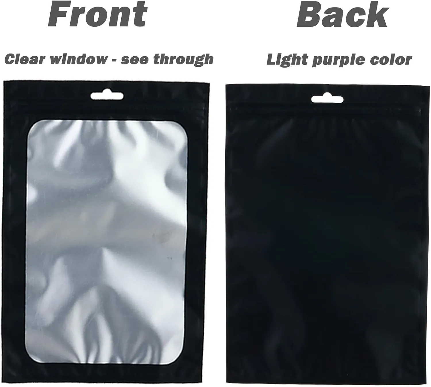 200-pack 5 x 8 in Mylar Bags with Clear Window Resealable Foil Pouches for Food Storage Smell Proof Edible Packaging Zip Bag for Cookies, Jewelry and Small Business, Matte black