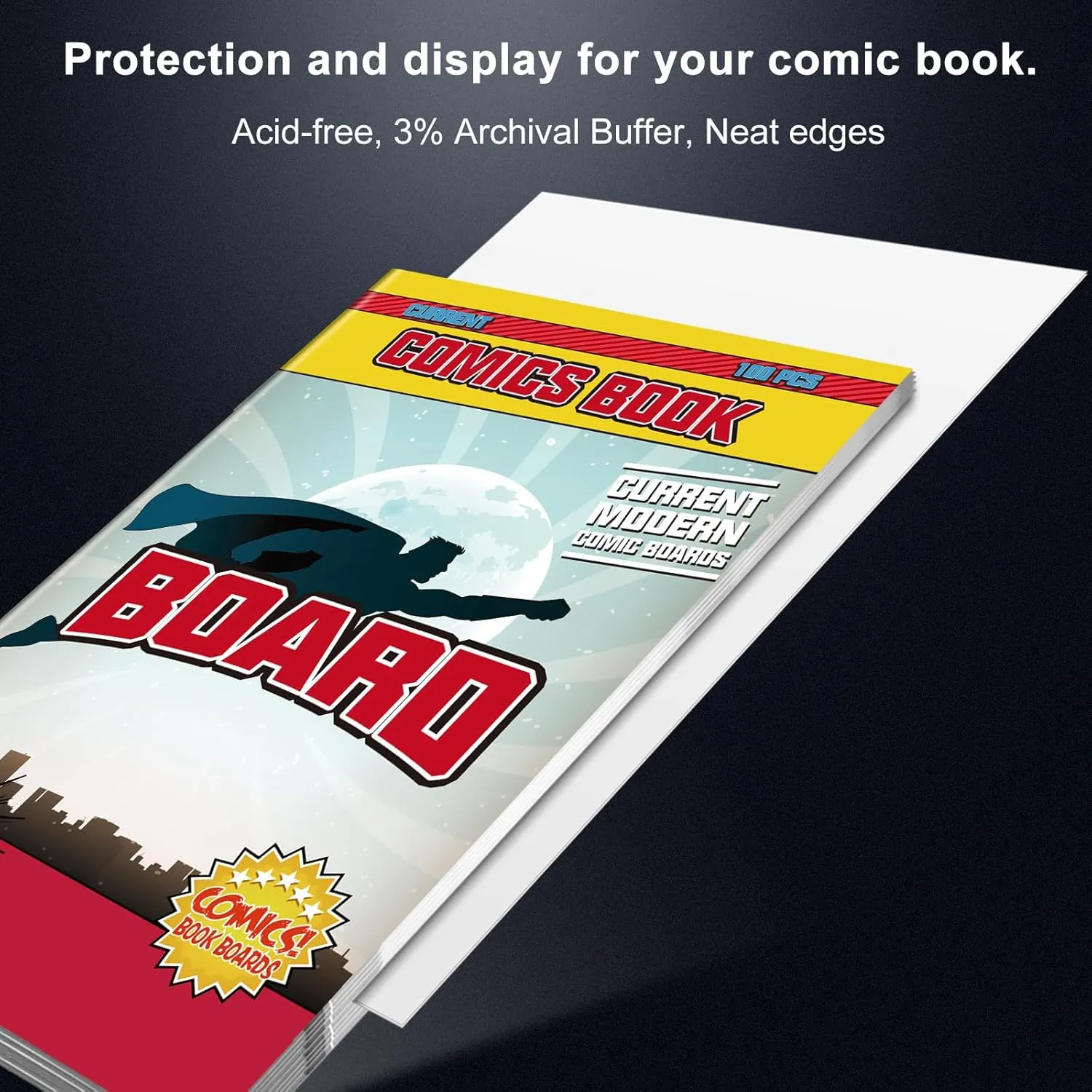 200ct Current Comic Book Boards, KKU 29 pt Acid Free Comic Book Backing Boards for Comic Book Storage, Thick and Durable Clear Morden Comic Boards White