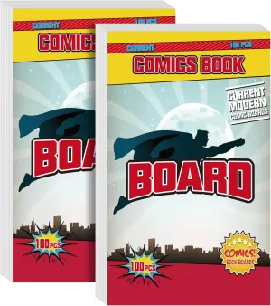200ct Current Comic Book Boards, KKU 29 pt Acid Free Comic Book Backing Boards for Comic Book Storage, Thick and Durable Clear Morden Comic Boards White