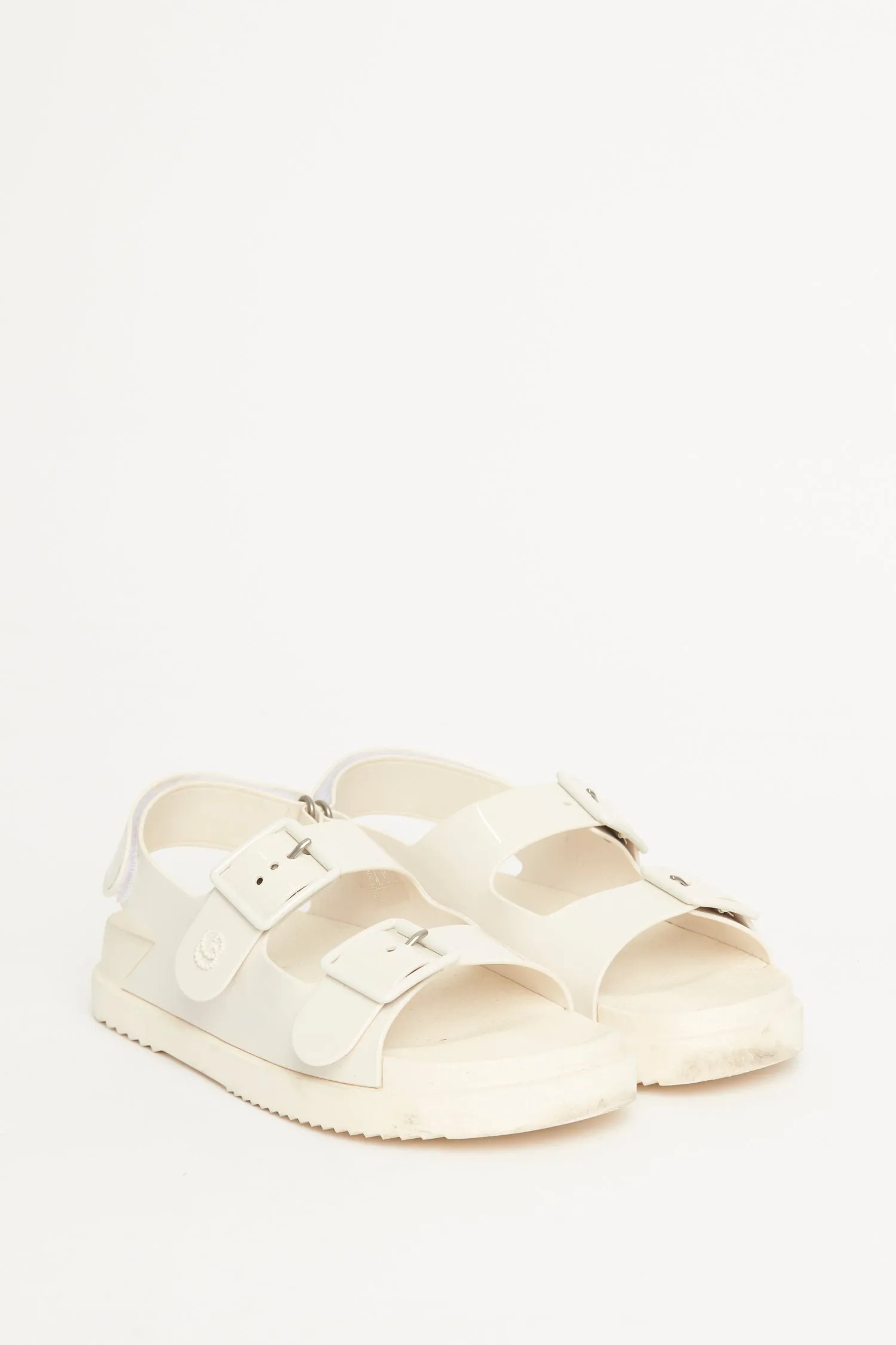 2022 White Rubber Double Buckle Isla Preowned Sandals