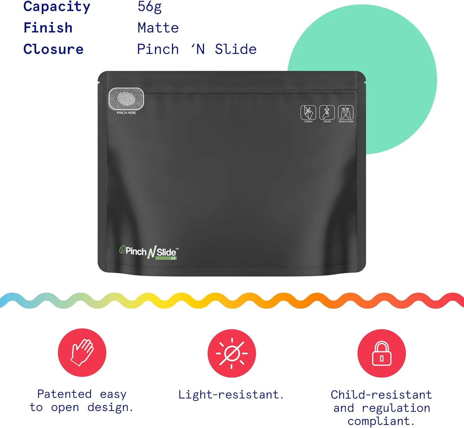250 Pcs - 12 Inch x 9 Inch Pinch N Slide 3.0 PCR Smell Proof Mylar Exit Bags – Child Resistant & Tamper Evident - 2 Ounce (56 Grams) (Matte Black)
