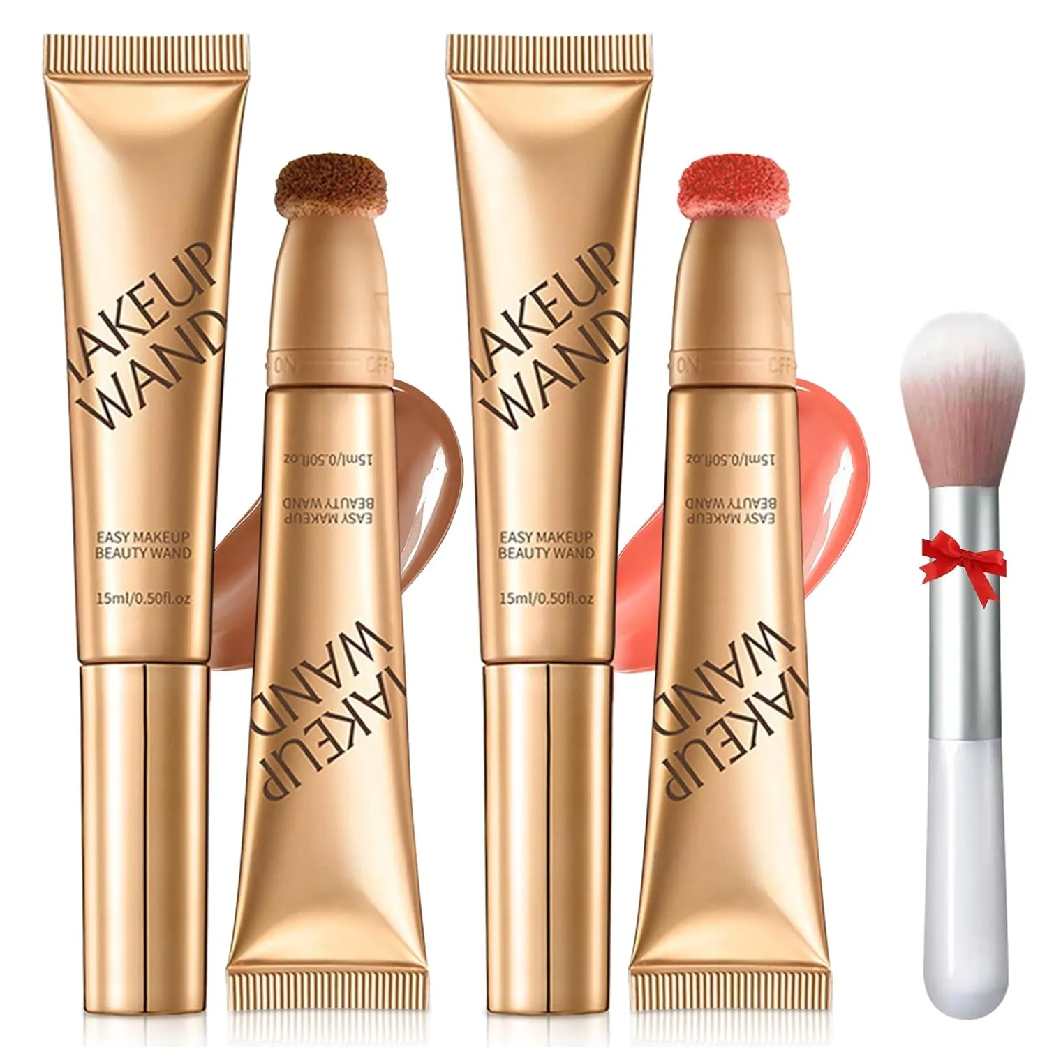 2PC Summaryas Contour Wand & Blush Wand Duo - Blush, 2 in 1 Waterproof Liquid Contour & Blush Wand with Applicator and Brush for Women and Girls