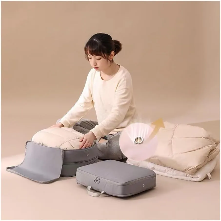 2PCS Large Capacity Portable Travel Storage Bag Clothes Quilt Storage Compression Bag Waterproof Down Jacket Clothes Organiser(Pink,40x30x18cm)