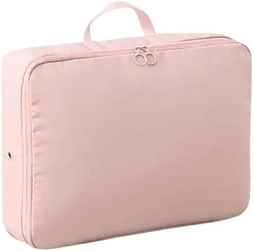 2PCS Large Capacity Portable Travel Storage Bag Clothes Quilt Storage Compression Bag Waterproof Down Jacket Clothes Organiser(Pink,40x30x18cm)