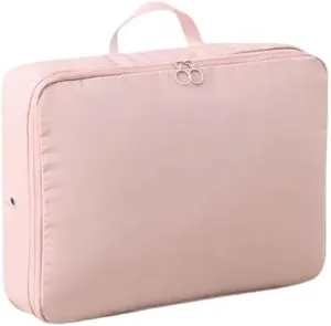 2PCS Large Capacity Portable Travel Storage Bag Clothes Quilt Storage Compression Bag Waterproof Down Jacket Clothes Organiser(Pink,40x30x18cm)