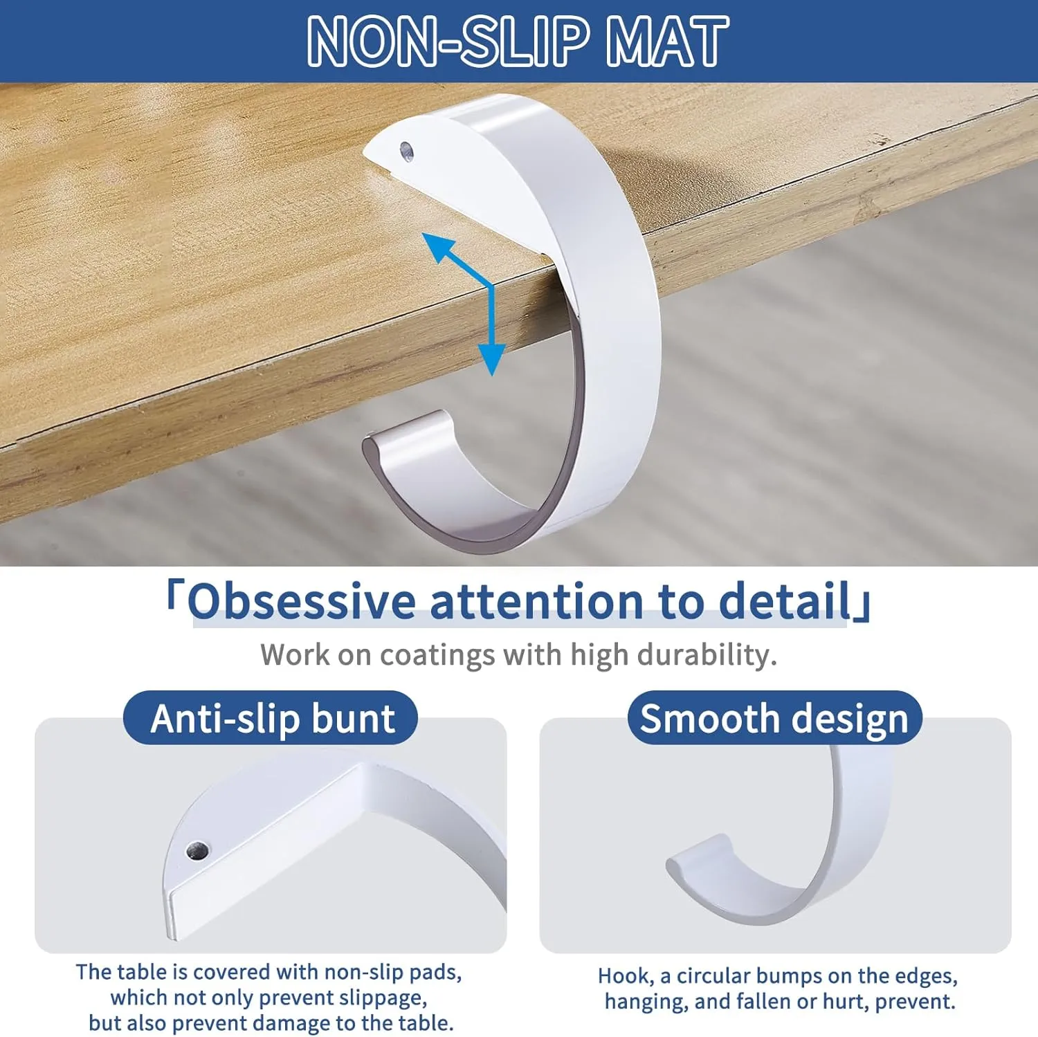 2PCS Purse Hook for Table C Shape Handbag Hanger Holder, Desk Hook for Hanging Bag, Heavy Duty Bag Hanger Ideal Purse Holder for Dining Tables, Desks, and More (Black White)