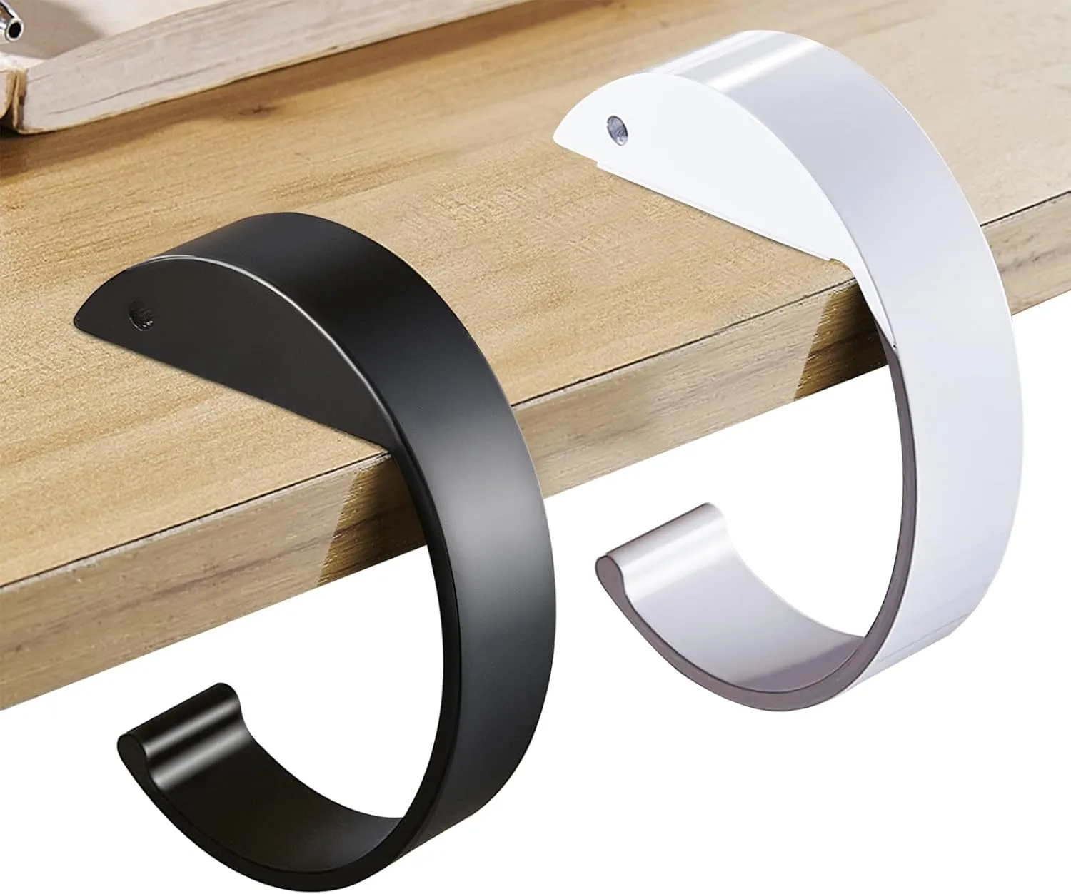 2PCS Purse Hook for Table C Shape Handbag Hanger Holder, Desk Hook for Hanging Bag, Heavy Duty Bag Hanger Ideal Purse Holder for Dining Tables, Desks, and More (Black White)