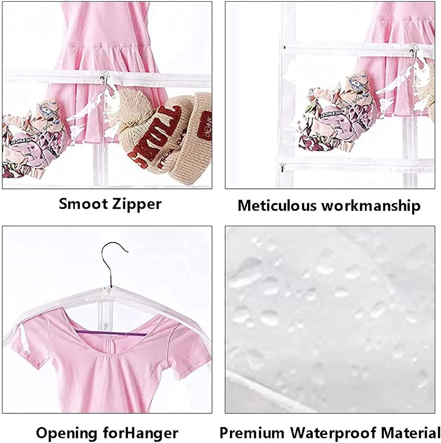 3 Packs Clear Kids Dance Costume Garment Bags,Garment Bag 35 Inch for Dance Competitions,Foldable Travel Storage Cover Bag with 3 Zipper Pockets