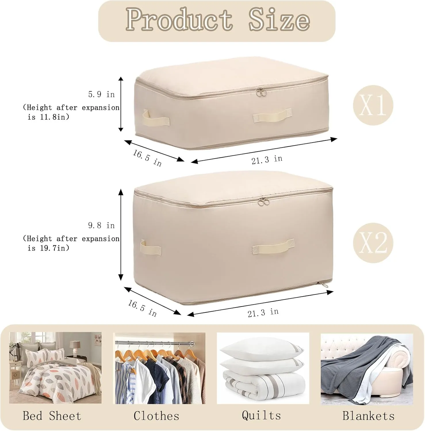 3 PCS Ultra Space Saving Self Compression Organizer, 2025 NEW Comforter Storage Bags, Heavy Duty Moving Bags, Washable Compression Bags for Storage Comforter Blanket, Clothes,Closet, Bedding
