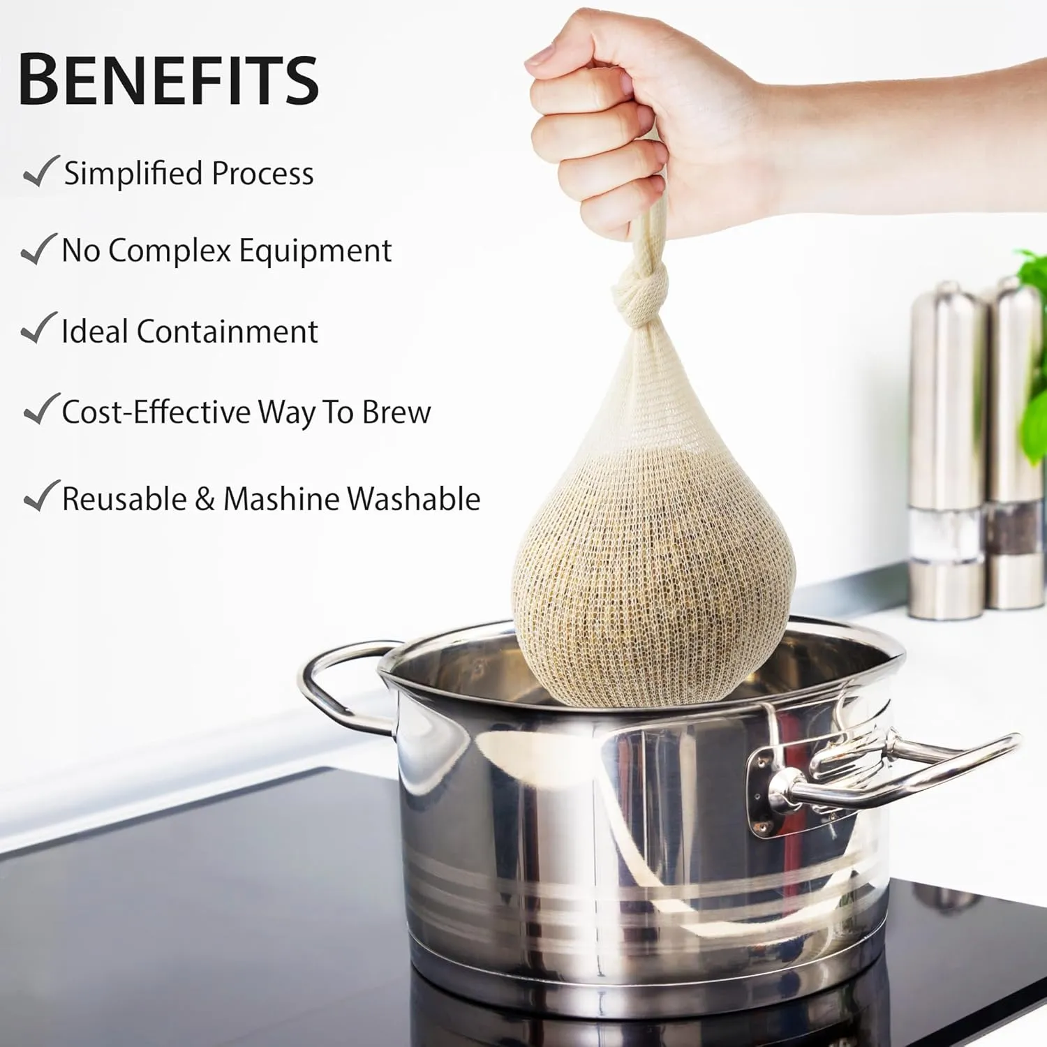 32" (100 Pack) Hops, Grain & Spice Beer Brewing Bags Cotton Mesh Steeping Bags for Beer Wine, Cider, Tea, Soups & Nut Milk, Hops & Grain Socks for Dry Hopping for Micro Brewing or Homebrewing