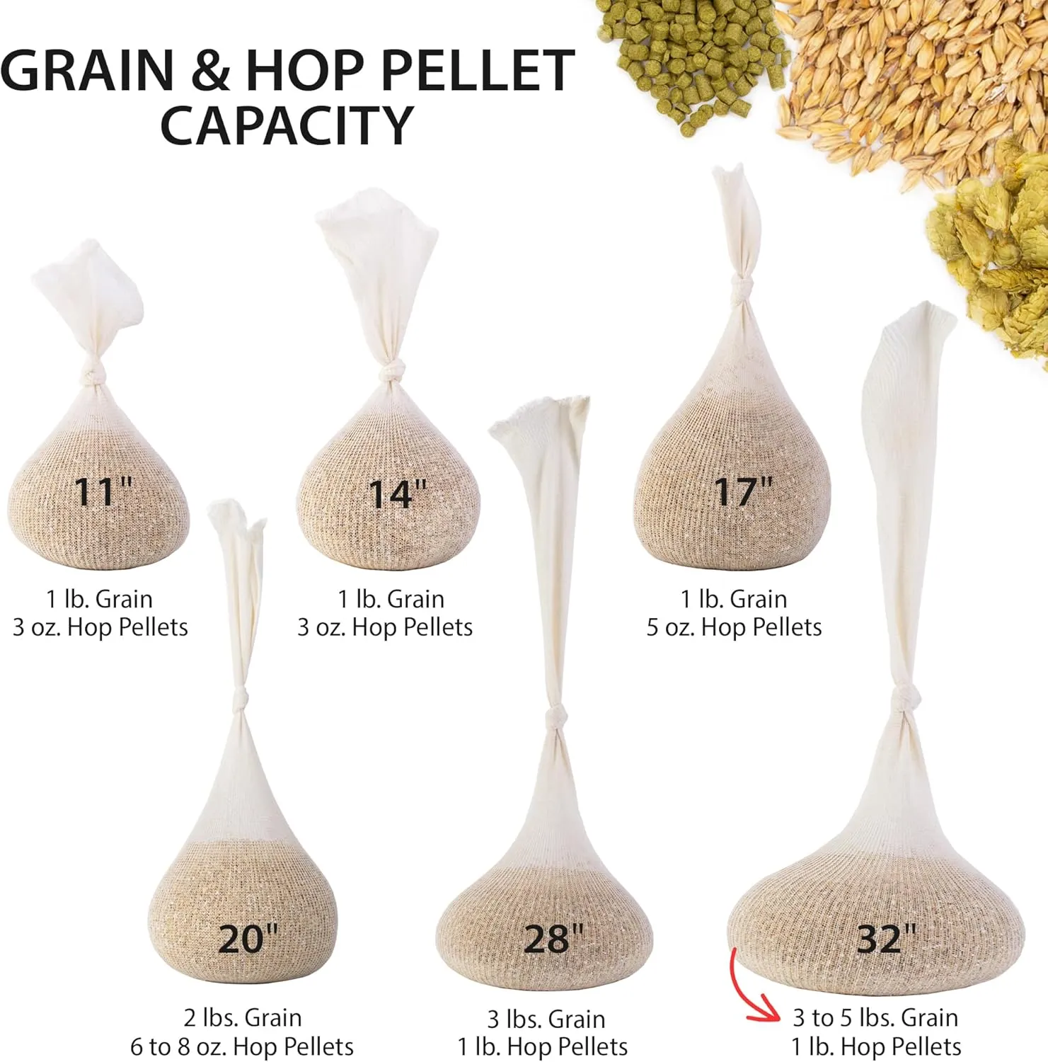 32" (100 Pack) Hops, Grain & Spice Beer Brewing Bags Cotton Mesh Steeping Bags for Beer Wine, Cider, Tea, Soups & Nut Milk, Hops & Grain Socks for Dry Hopping for Micro Brewing or Homebrewing
