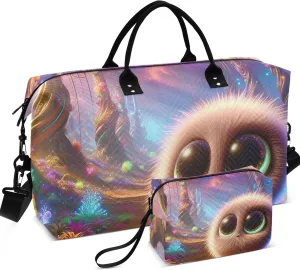 3D Animation Creature Duffel Bags for Traveling Cosmetic Bag Set of 2, Cute Print Luggage Set Traveling Bag
