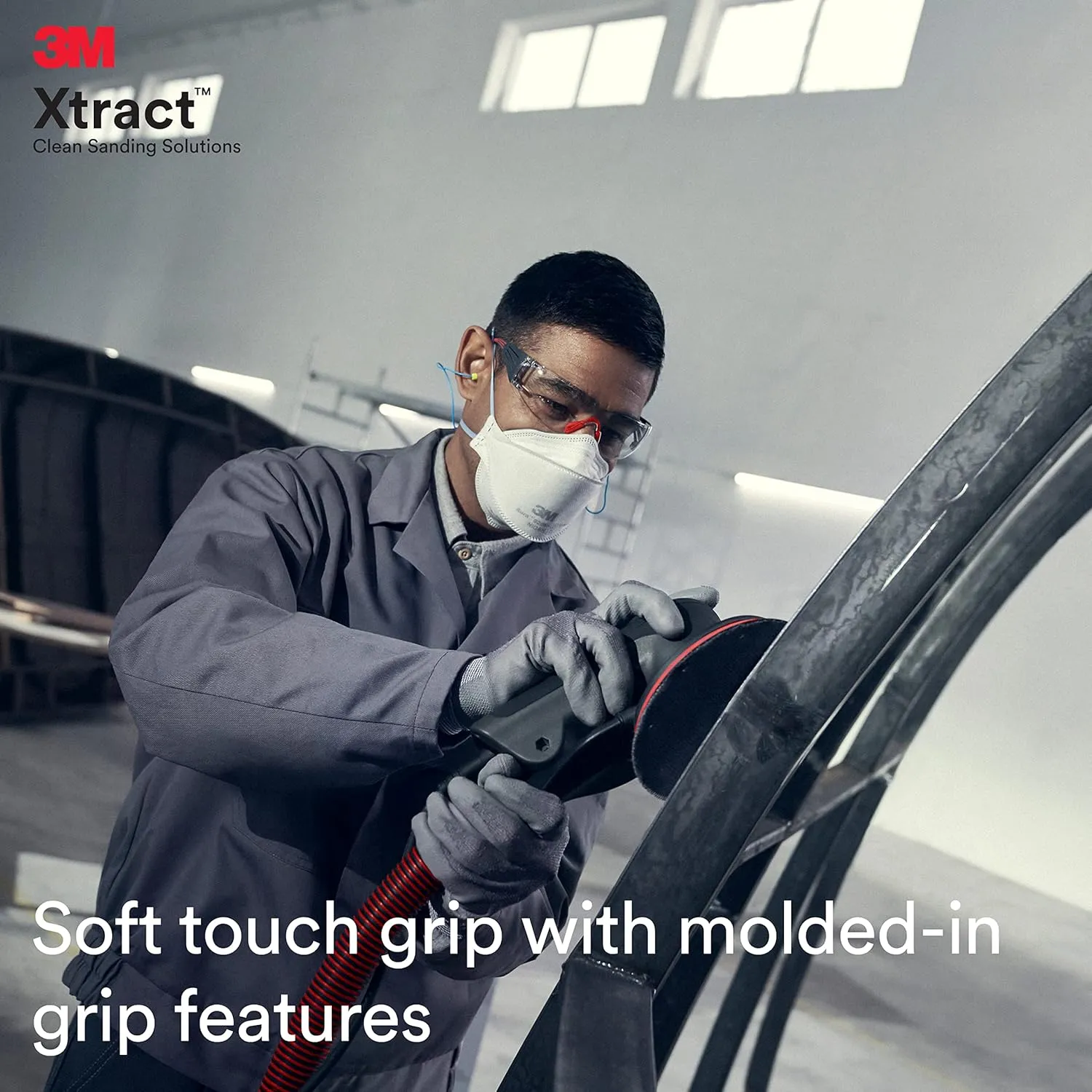 3M Random Orbital Sander, Xtract Pneumatic 88960, 6 in, Self-Generated Vacuum, 3/8 in Orbit, Ergonomic and Lightweight ROS, 209W Motor, Dust Extraction