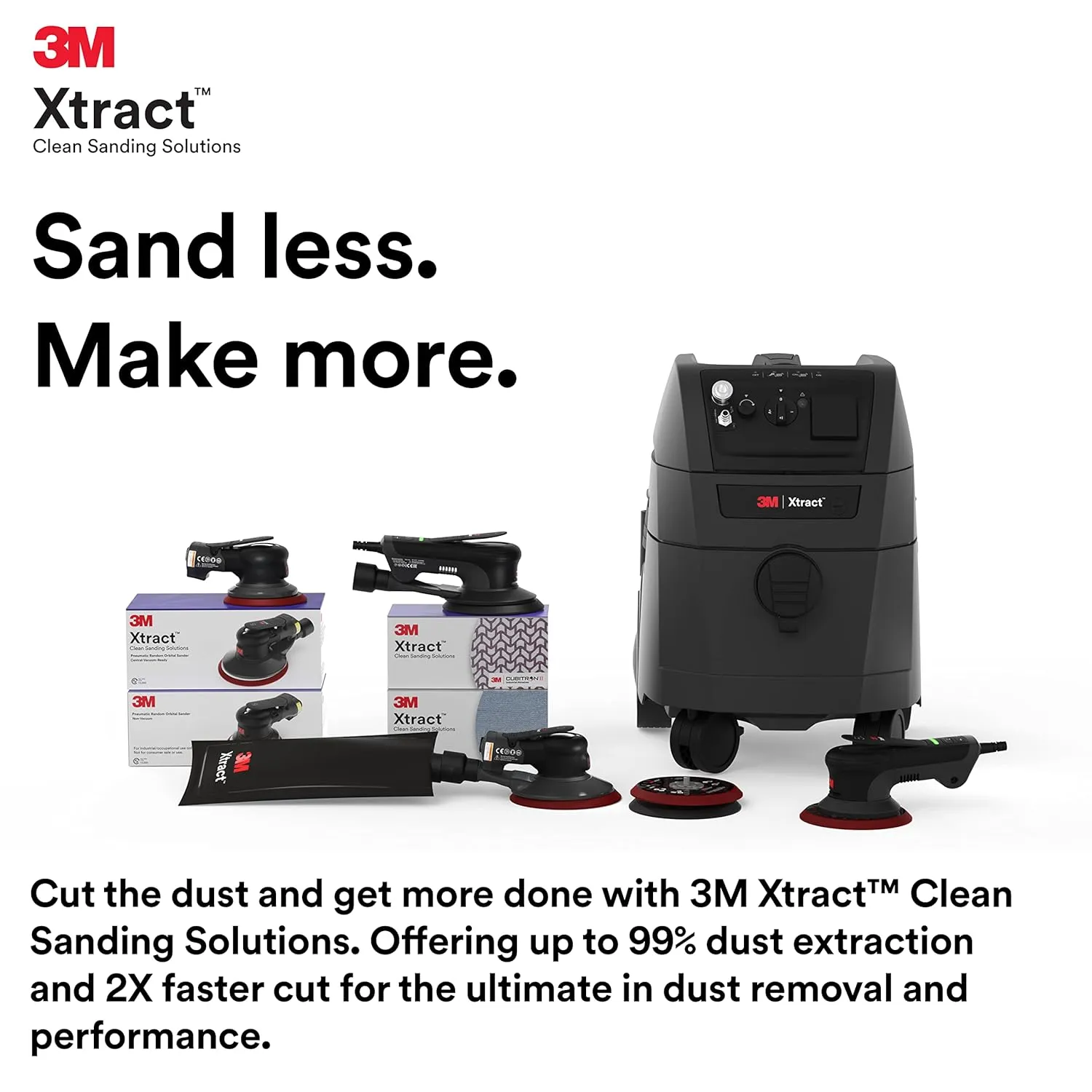 3M Random Orbital Sander, Xtract Pneumatic 88960, 6 in, Self-Generated Vacuum, 3/8 in Orbit, Ergonomic and Lightweight ROS, 209W Motor, Dust Extraction