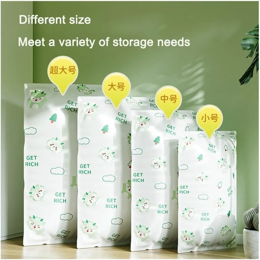 3Pcs Vacuum Storage Bag Pumping Cotton Quilt Compression Bag Packing Finishing Vacuum Bag Thickening Your Clothes Storage Bag(E,40-60cm)