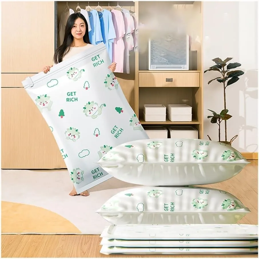 3Pcs Vacuum Storage Bag Pumping Cotton Quilt Compression Bag Packing Finishing Vacuum Bag Thickening Your Clothes Storage Bag(E,40-60cm)
