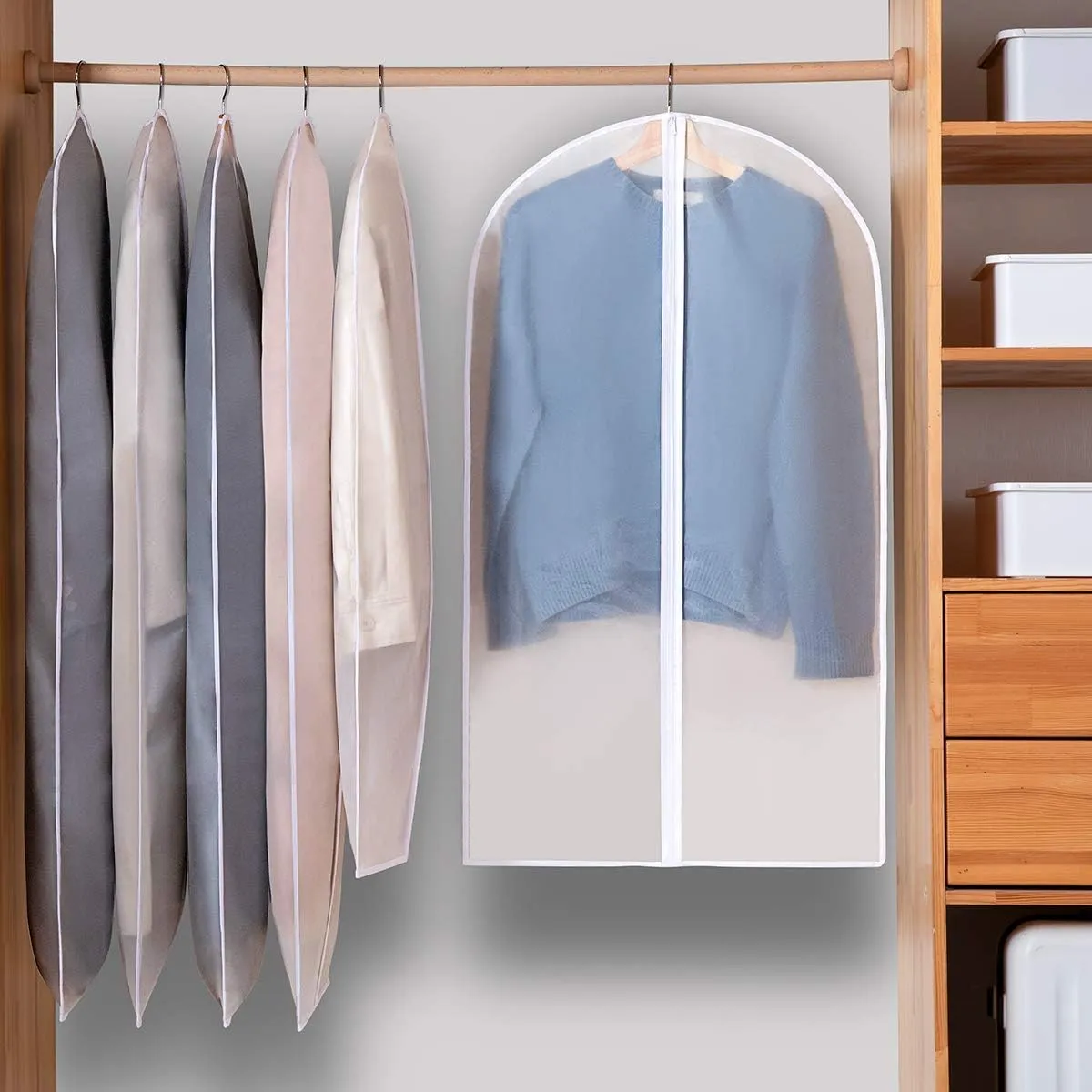 40" Garment Bags for Hanging Clothes, 10 Packs Suit Bags for Closet Storage, Plastic Waterproof Suit Cover Bags with Zipper for Coats, Jackets, Shirts (Set of 10)