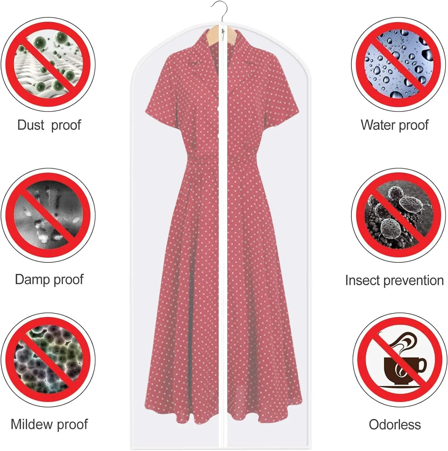 40" Garment Bags for Hanging Clothes, 10 Packs Suit Bags for Closet Storage, Plastic Waterproof Suit Cover Bags with Zipper for Coats, Jackets, Shirts (Set of 10)