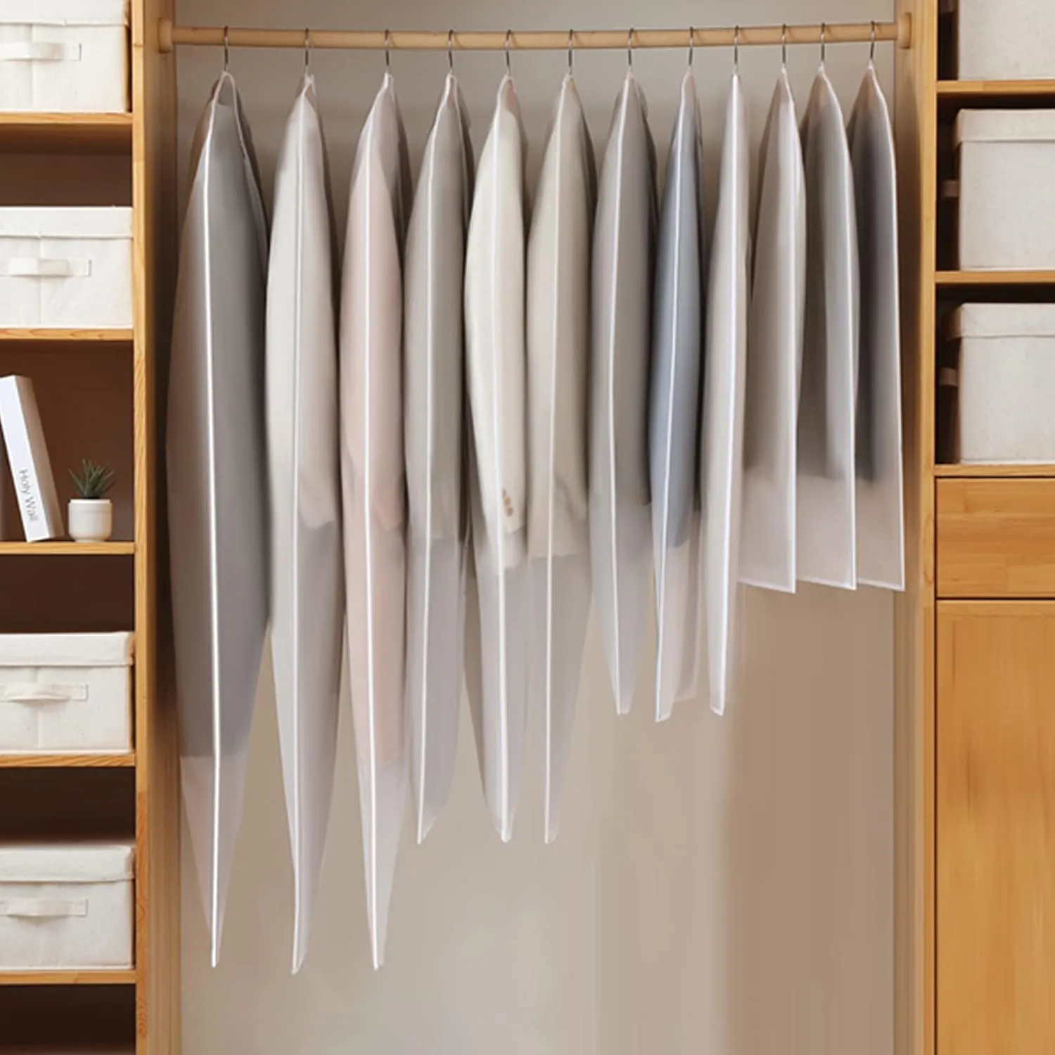 40" Garment Bags for Hanging Clothes, 10 Packs Suit Bags for Closet Storage, Plastic Waterproof Suit Cover Bags with Zipper for Coats, Jackets, Shirts (Set of 10)