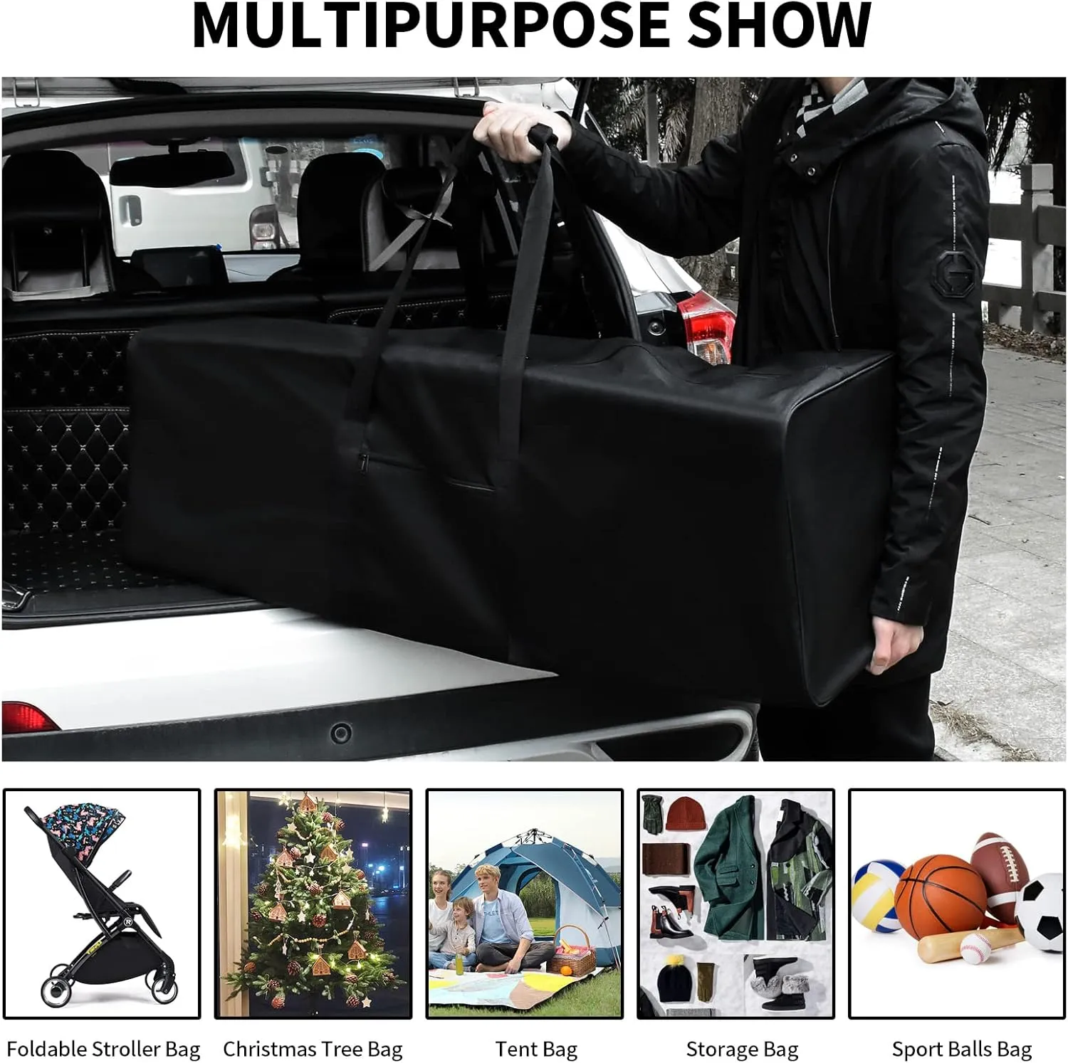 46 Inch Travel Duffle Bag Extra Large Sport Equipment Duffel Bags with 2-way Lockable Zippers
