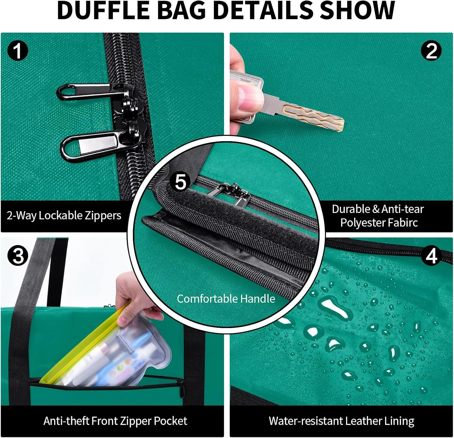48 Inch Travel Duffle Bag Extra Large Sport Equipment Duffel Bags with 2-way Lockable Zippers (Green)