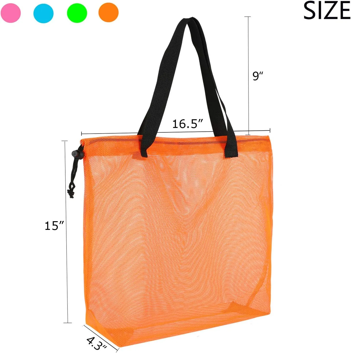 4Pieces Cute Mesh Pool Tote Bags,Mesh Beach Bags With Drawsting For Swim,Travel,Party