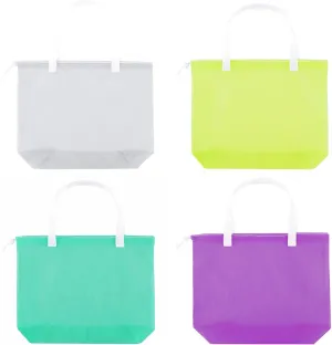 4Pieces Cute Mesh Pool Tote Bags,Mesh Beach Bags With Drawsting For Swim,Travel,Party