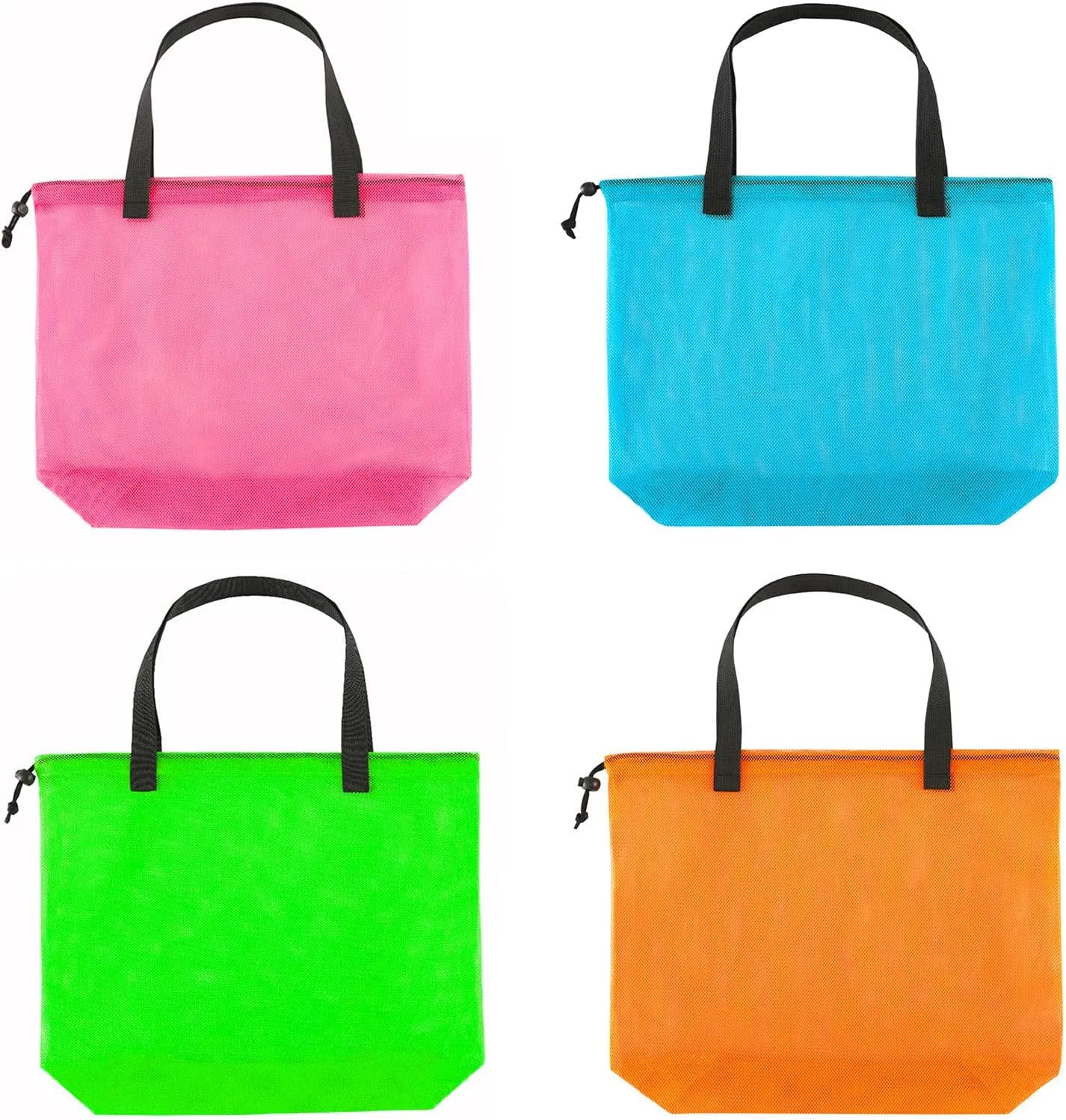 4Pieces Cute Mesh Pool Tote Bags,Mesh Beach Bags With Drawsting For Swim,Travel,Party