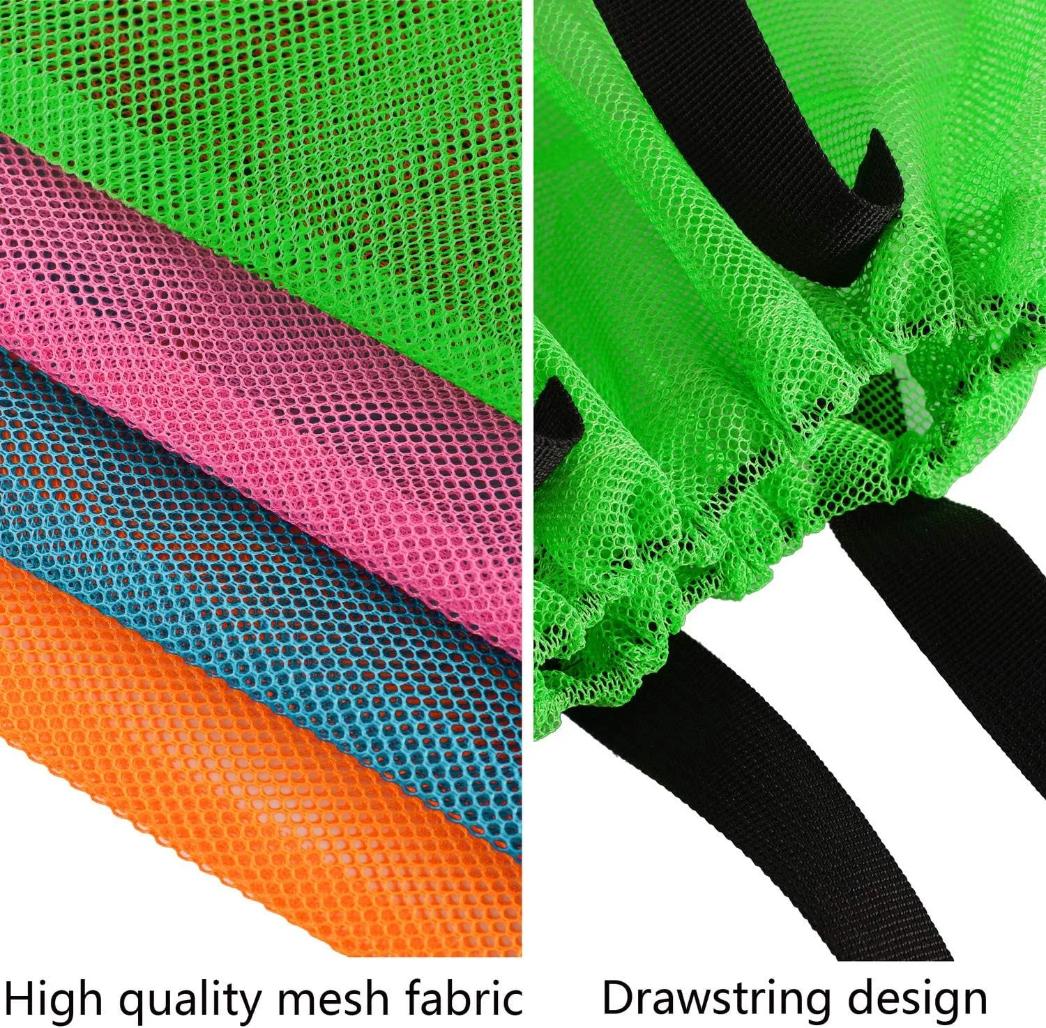4Pieces Cute Mesh Pool Tote Bags,Mesh Beach Bags With Drawsting For Swim,Travel,Party
