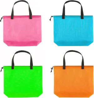 4Pieces Cute Mesh Pool Tote Bags,Mesh Beach Bags With Drawsting For Swim,Travel,Party