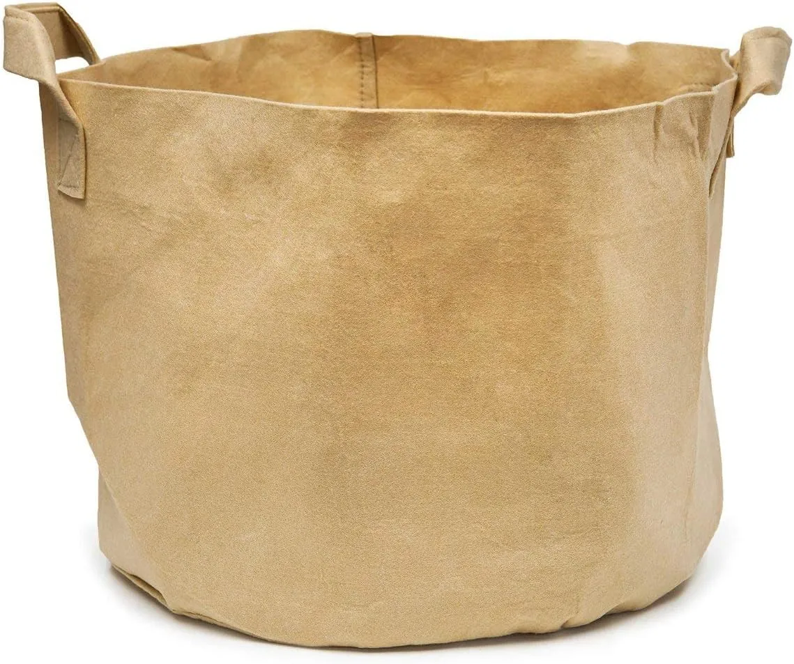 5-Pack 20 Gallon Grow Bags/Aeration Fabric Pots w/Handles (260GSM, Tan w/Black Base, 16H x 19D)