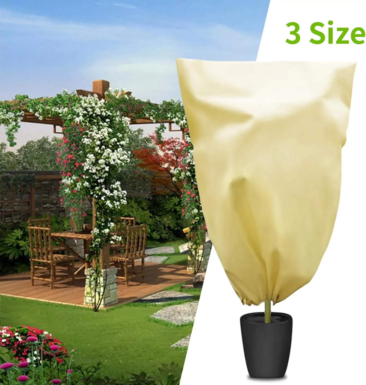 5 Packs Plant Covers Freeze Protection 22.8" Wx30.7 H 2.4oz Tree Cover for Fruit Shrubs Winter Protection Sun Pest Frost Cold with Drawstring Plants Bags Small