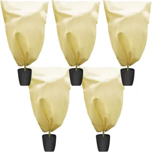 5 Packs Plant Covers Freeze Protection 22.8" Wx30.7 H 2.4oz Tree Cover for Fruit Shrubs Winter Protection Sun Pest Frost Cold with Drawstring Plants Bags Small