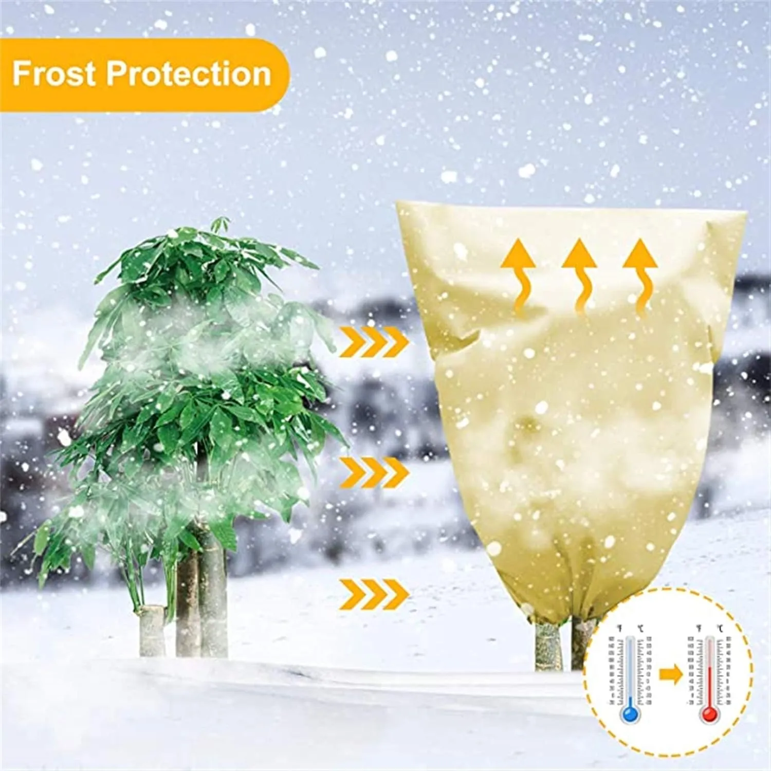 5 Packs Plant Covers Freeze Protection 22.8" Wx30.7 H 2.4oz Tree Cover for Fruit Shrubs Winter Protection Sun Pest Frost Cold with Drawstring Plants Bags Small