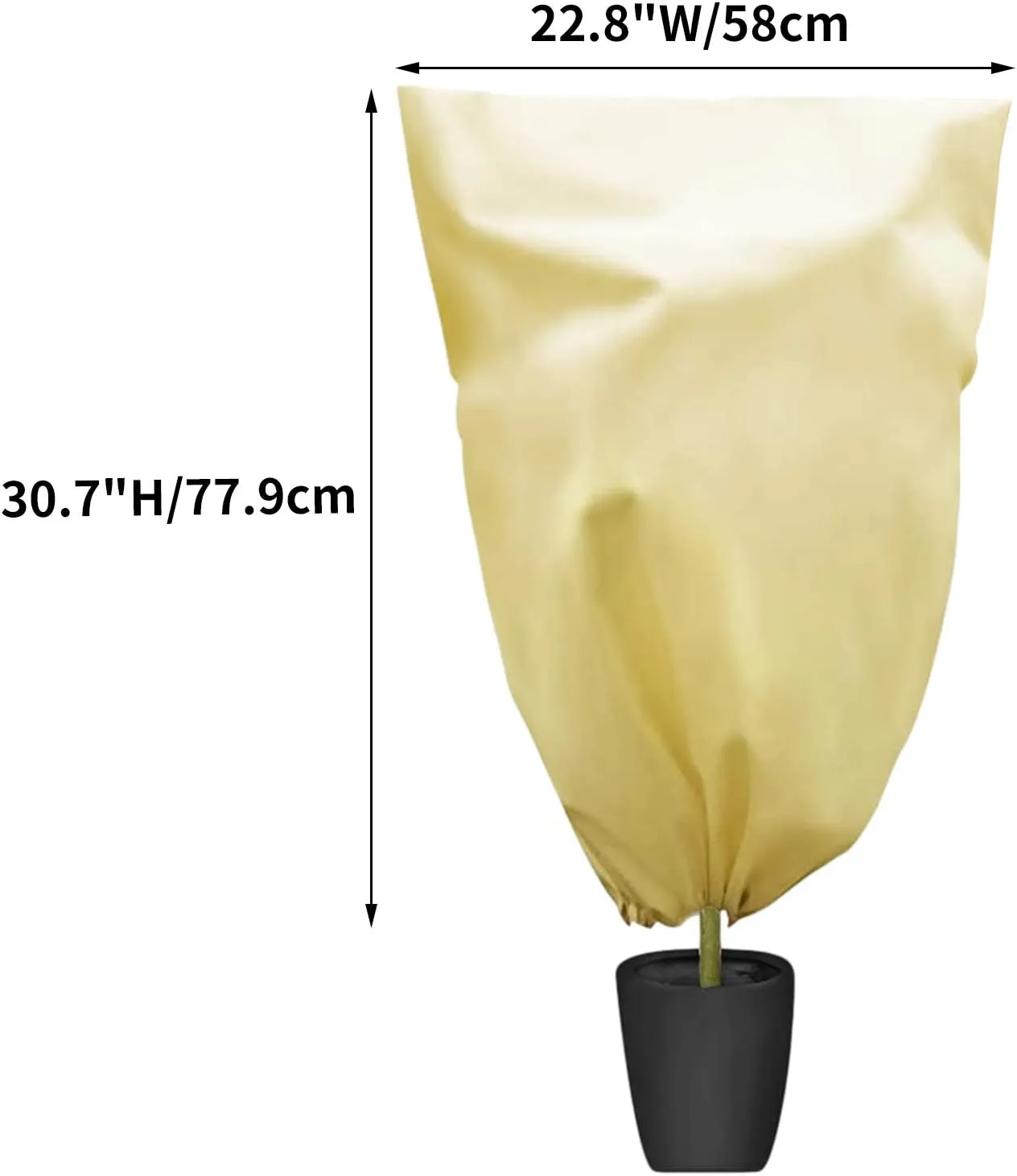 5 Packs Plant Covers Freeze Protection 22.8" Wx30.7 H 2.4oz Tree Cover for Fruit Shrubs Winter Protection Sun Pest Frost Cold with Drawstring Plants Bags Small