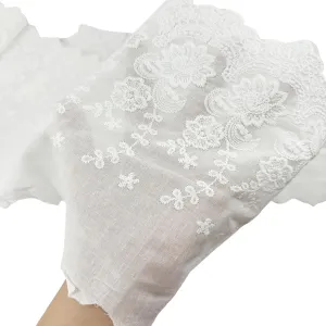 5 Yards Lace Trim for Sewing - White Cotton Lace Floral Embroidery Fabric Trim for Sewing Dresses, Bag, Pets Clothes, Apron