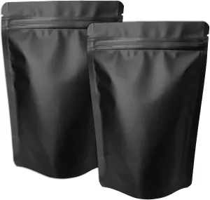 50 Pack Matte Black Stand Up Bags – 5 Mil 7x10 Inches Smell Proof Resealable Bags, Heat Sealable Plastic Foil Packaging Pouch Bag, Large Food Storage Pouches