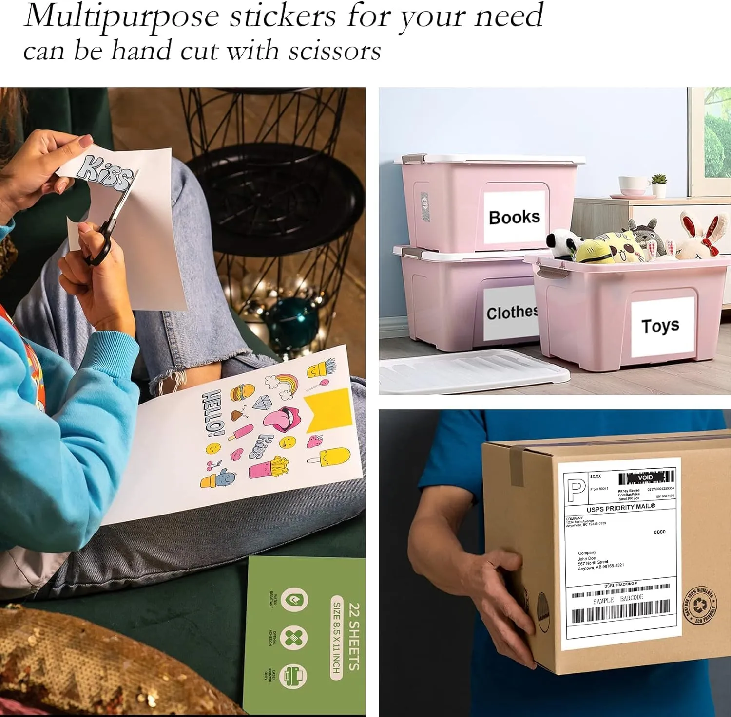 5000 Full Sheets Sticker Paper for Laser & Ink Jet Printers, 8.5" x 11" Full Sheet Address Shipping Label, 5000 Sheets 5000 Labels
