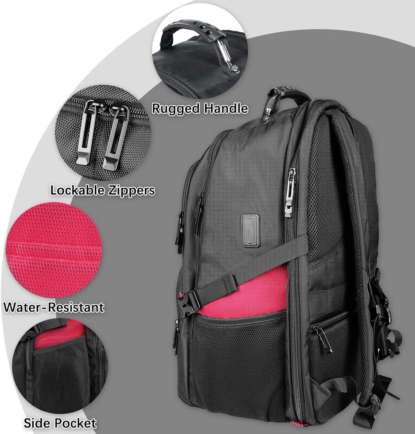 52L Extra Large Travel Backpack, 18.4 Inch Travel Laptop Backpack, Multiple Pockets 55L Carry on Backpack with USB Port, TSA Friendly Water Resistant College School Business Bag for Women, Red