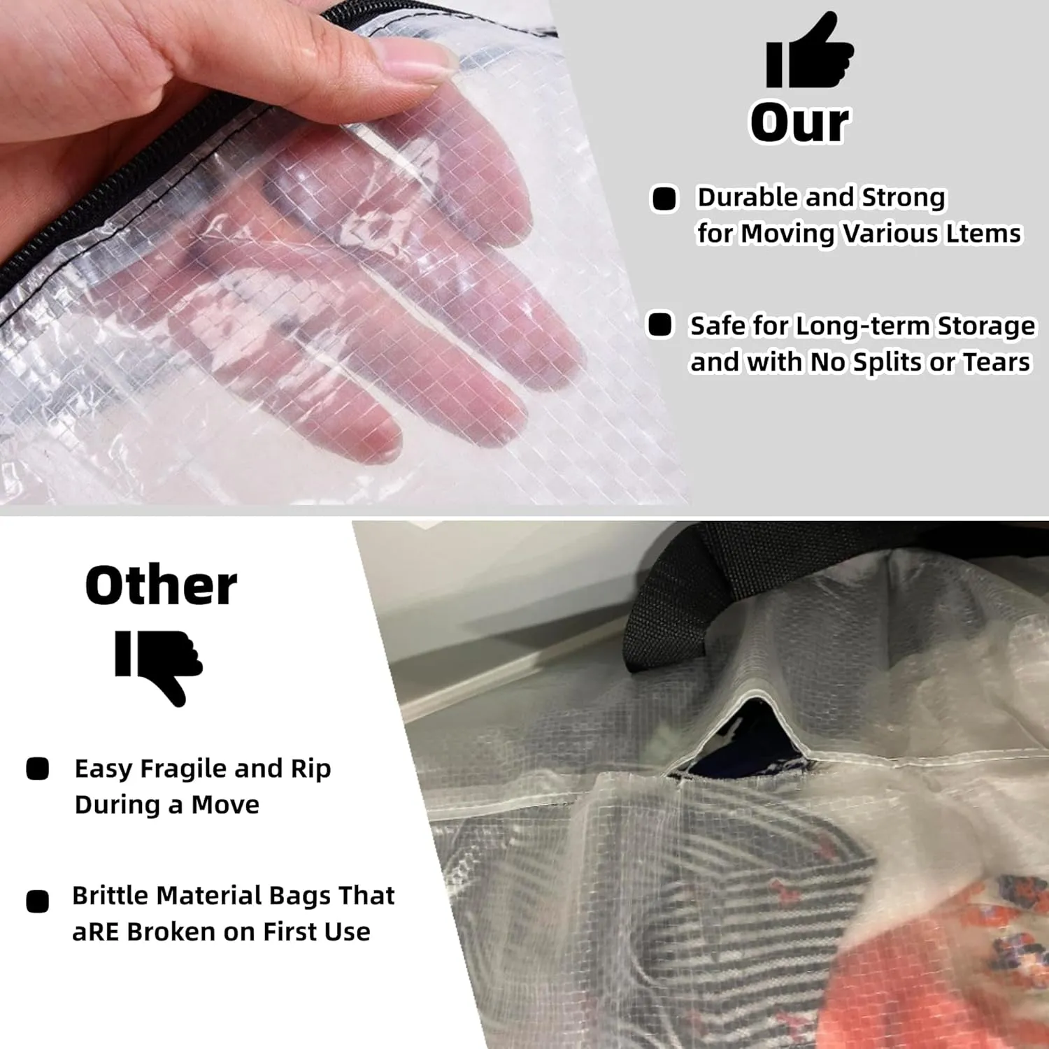 6 Pack Clear Storage Bags with Zipper and Handles, Blanket Bags For Closet Storage, Moving and Packing Supplies for College, Underbed Storage Organizer for Clothes Pillow Bedding Christmas Wreath