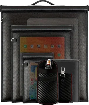 6 Pack Faraday Bags with Key Fobs Protection, Extra Large Faraday Cages for Laptop, Tablet, Phone & Keys, Anti-Theft & Anti-Hacking Faraday Key Fob Protector, Fireproof & Waterproof Faraday Pouches