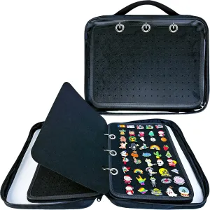 6-Page Enamel Pin Display Bag - Organize Collectibles, Brooches, Medals & More (6 Black Pages   5 Spacers)