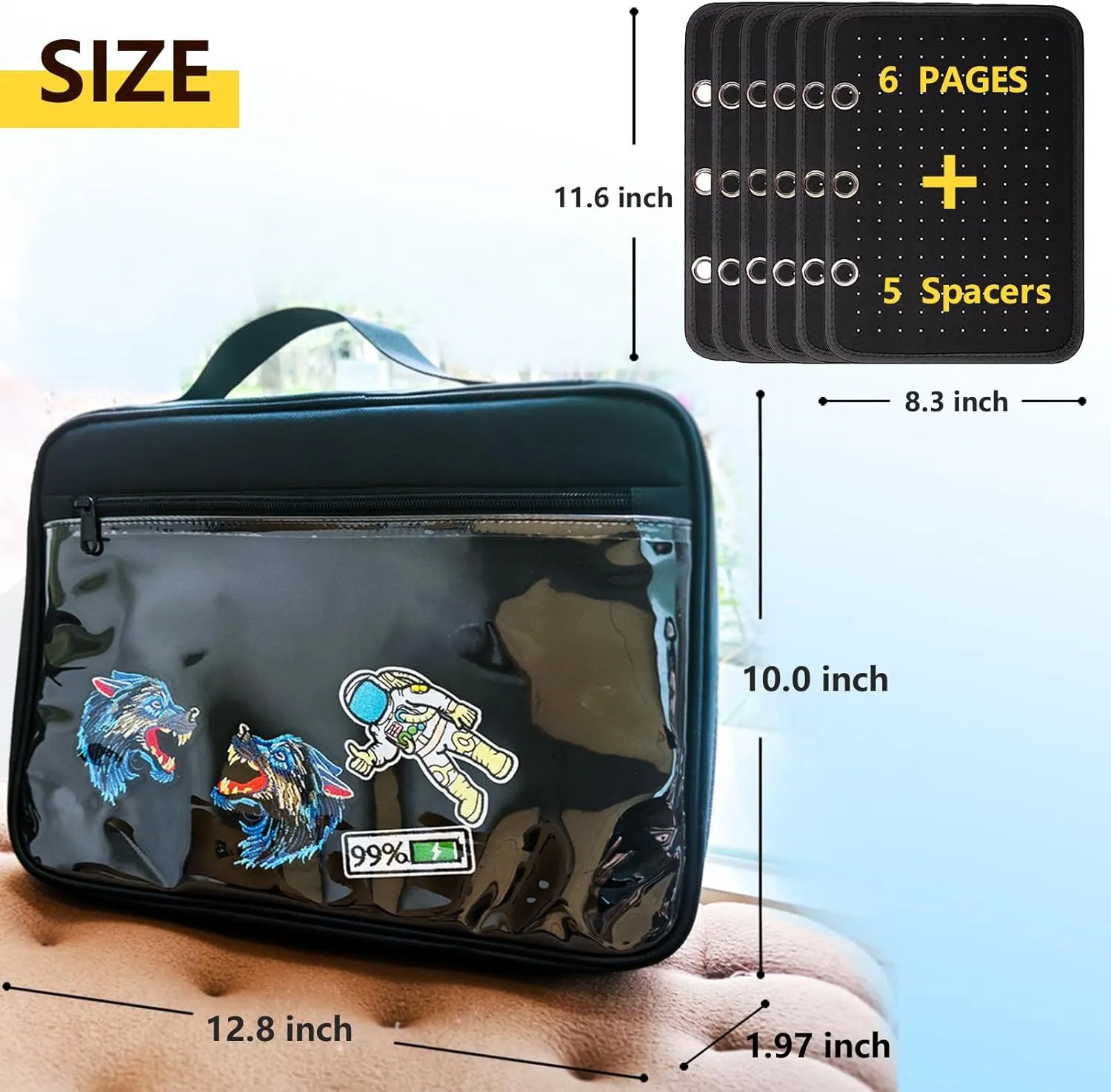 6 Pages Pin Books For Collectors, Enamel Pin Display Pages Pin Carrying Case, Travel Brooch Pins Display Bag(Not Include any Accessories)