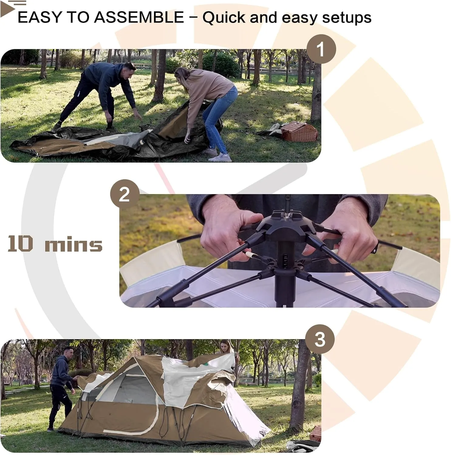 6 Person Family Camping Tent,Waterproof Windproof with Top Rainfly,Easy Set Up,Pop Up Tent for Outdoor Camping Hiking Trave