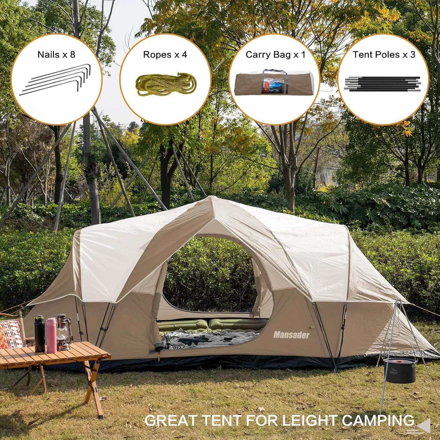 6 Person Family Camping Tent,Waterproof Windproof with Top Rainfly,Easy Set Up,Pop Up Tent for Outdoor Camping Hiking Trave