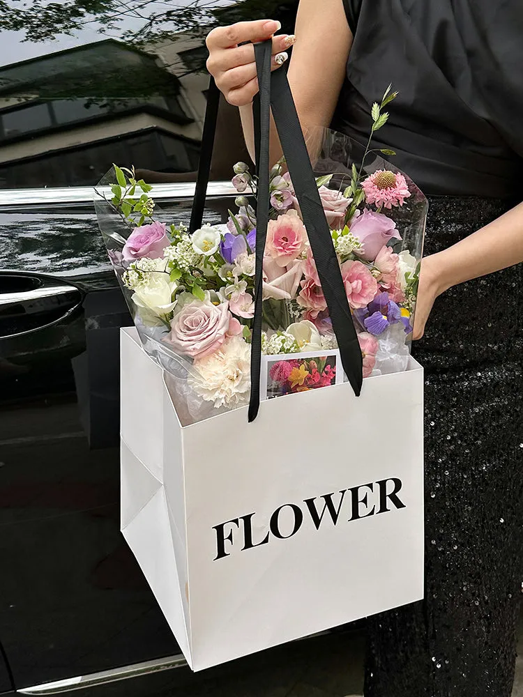 6pcs Large White Gift Bags for Bouquets