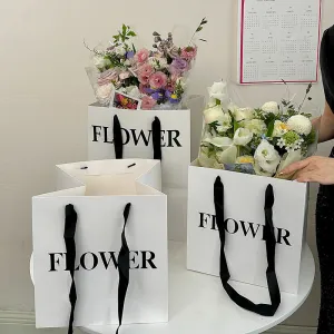 6pcs Large White Gift Bags for Bouquets