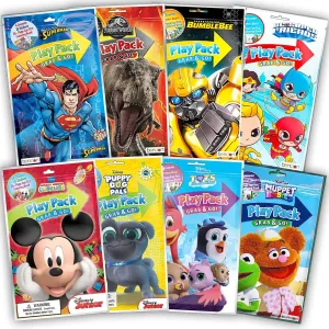 (8 PACK) Bendon Grab & Go Play Packs Boys Coloring Books With Crayons Party Favor Bulk for Kids Superhero Cartoon Characters Bulk activity books for kids Coloring Packs Bundle (No Duplicates)