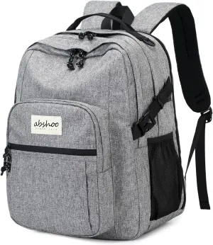 abshoo Classical Laptop Travel Backpack for Women Men College School Bookbag With USB Charging Port (Grey)