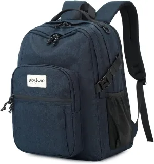 abshoo Classical Laptop Travel Backpack for Women Men College School Bookbag With USB Charging Port (Navy)